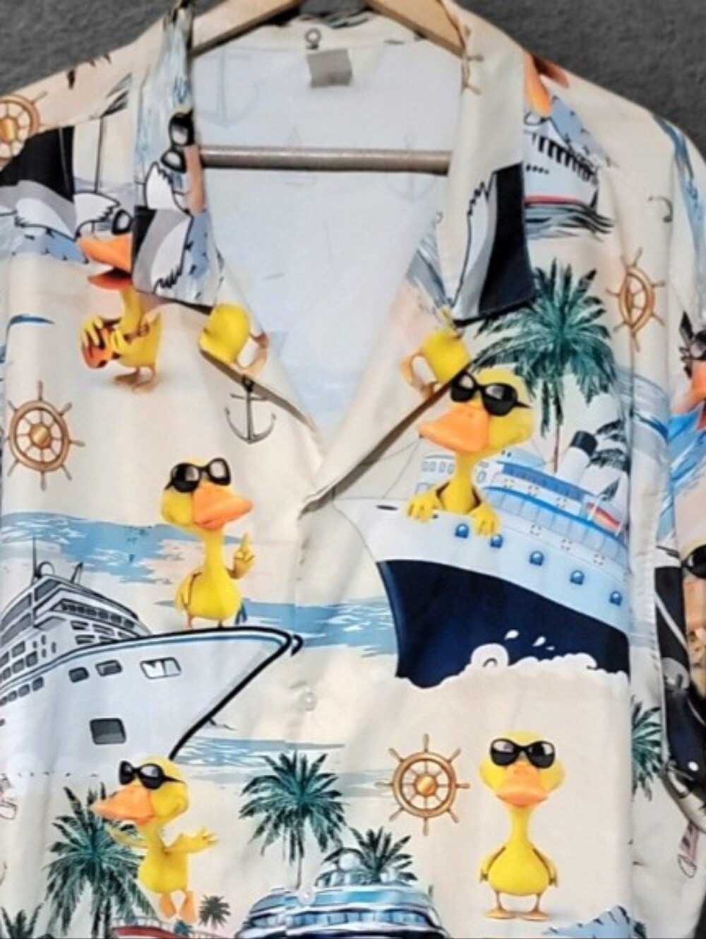 Mebs Tropical Duck Print Button-Up Shirt - Yellow/White 4x
